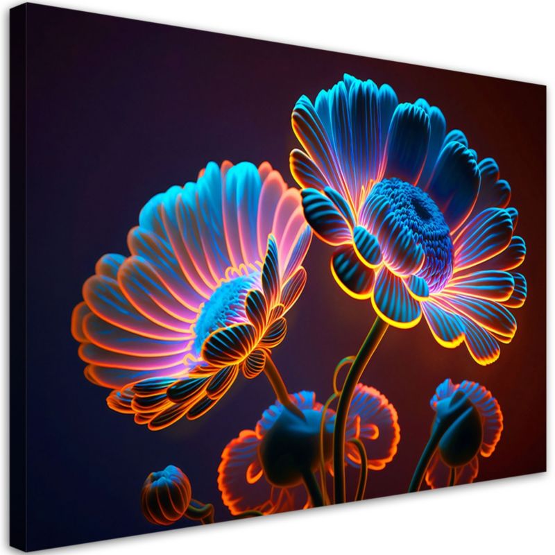 Obraz do salonu sypialni nowoczesny Feeby Neonowe Kwiaty 60x40cm 1szt