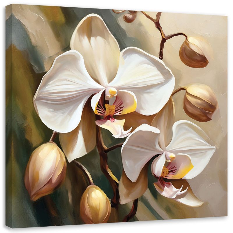 Obraz do salonu sypialni Feeby Orchidea Malowana Beżowy 40x40 cm 1szt