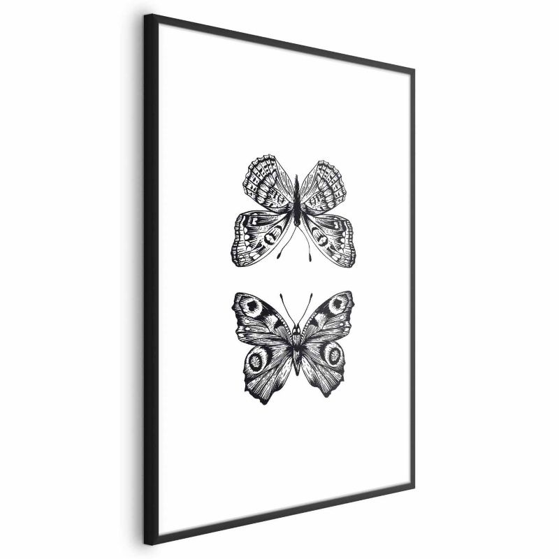Plakat Artgeist Dwa motyle 60x90 cm z ramą czarną 1 szt