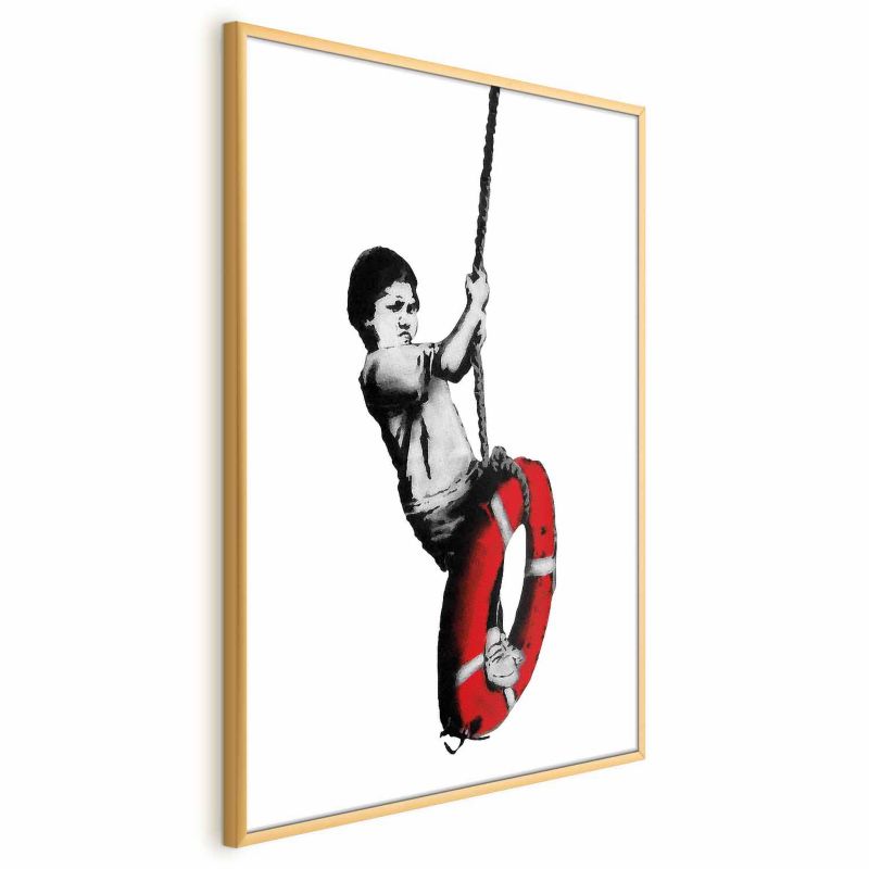 Plakat Artgeist Banksy: Chłopiec 40x60 cm z ramą złotą 1 szt