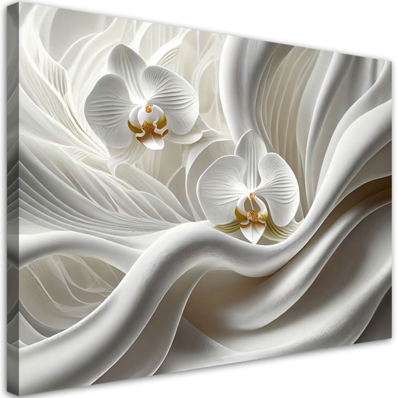 Obraz do salonu sypialnia Feeby Biała Orchidea Abstrakcja 3D 120x80 cm 1szt