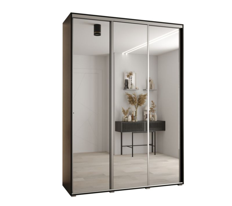 Szafa przesuwna Abiks DAVOS 2 wysoka szer.180cm gł.60cm czarny/czarny/srebrny 1szt.