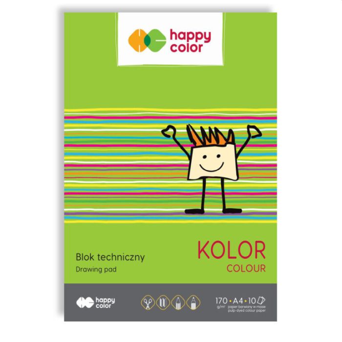 Happy Color Blok techniczny A4- kolorowe kartki 170g