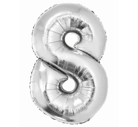 Balon foliowy Cyfra srebrna "8" - Wielkość 92cm