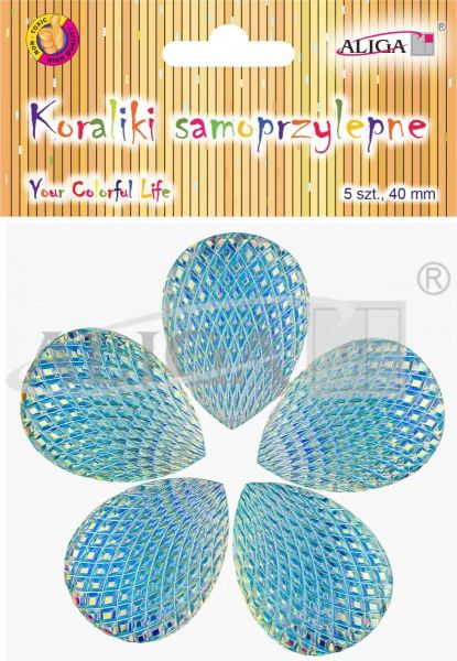Dżety JET-3300 kryształki samoprzylepne łezki opalizujące 4x3cm