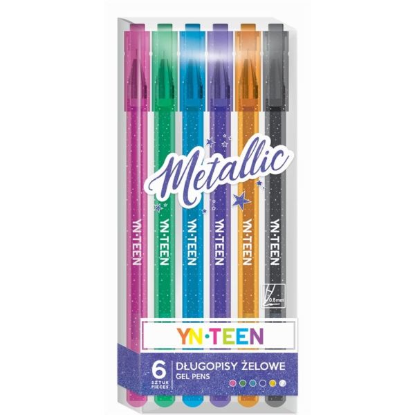 YNT DŁUGOPIS ŻELOWE 6SZT.METALLIC