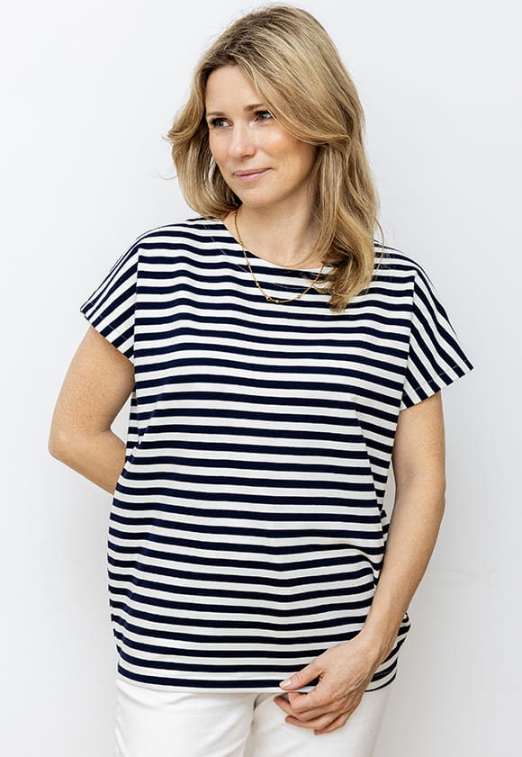 MIKA Bluse – navy-weiß gestreift