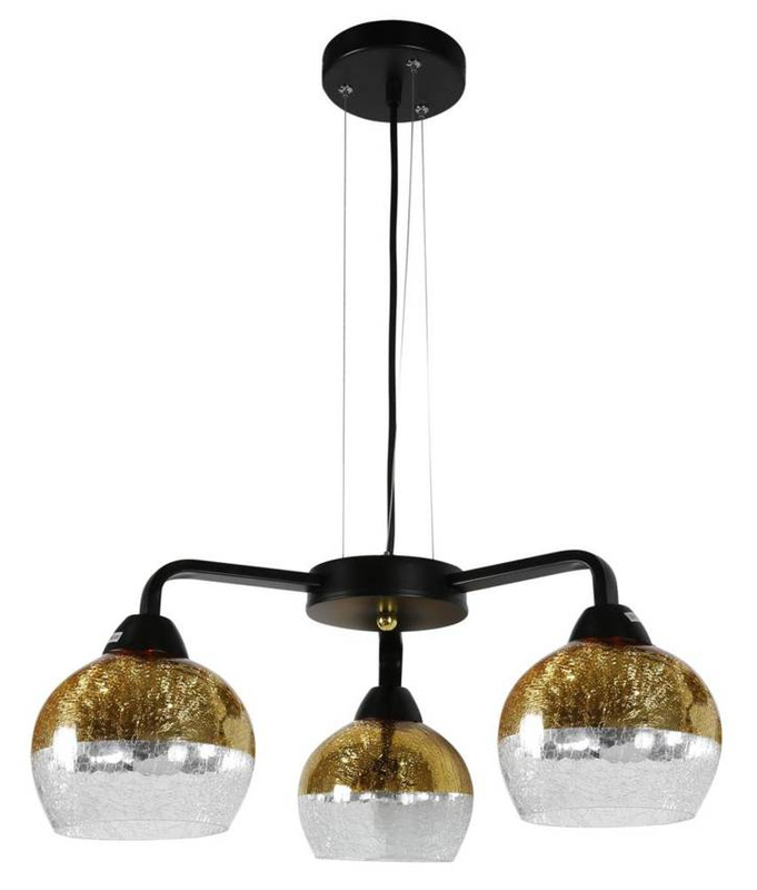 Lampa wisząca czarno-złota regulowana 3x60W Cromina Gold