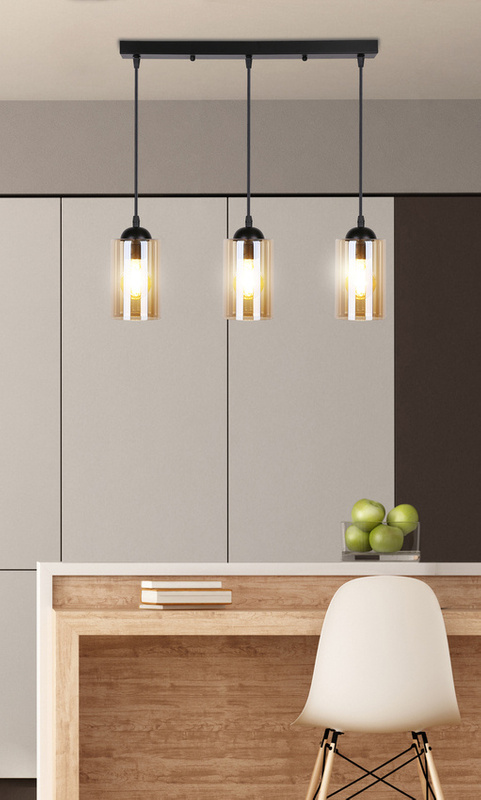 Lampa wisząca listwa czarno/brązowa 3xE27 Bistro