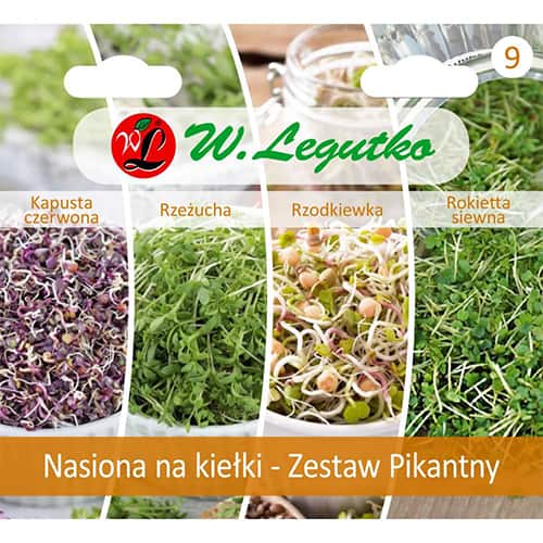 1 szt, Nasiona na kiełki - Zestaw Pikantny, 4 gatunki - Nasiona: Ilość w opakowaniu: 1 opak