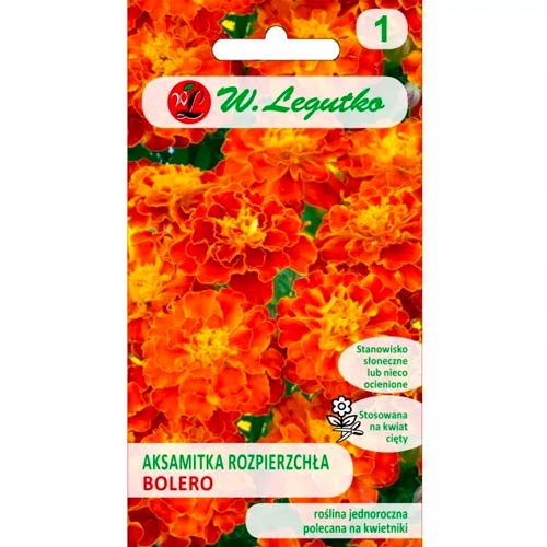 1 szt, Aksamitka Bolero - Nasiona: Ilość w opakowaniu: 1 g