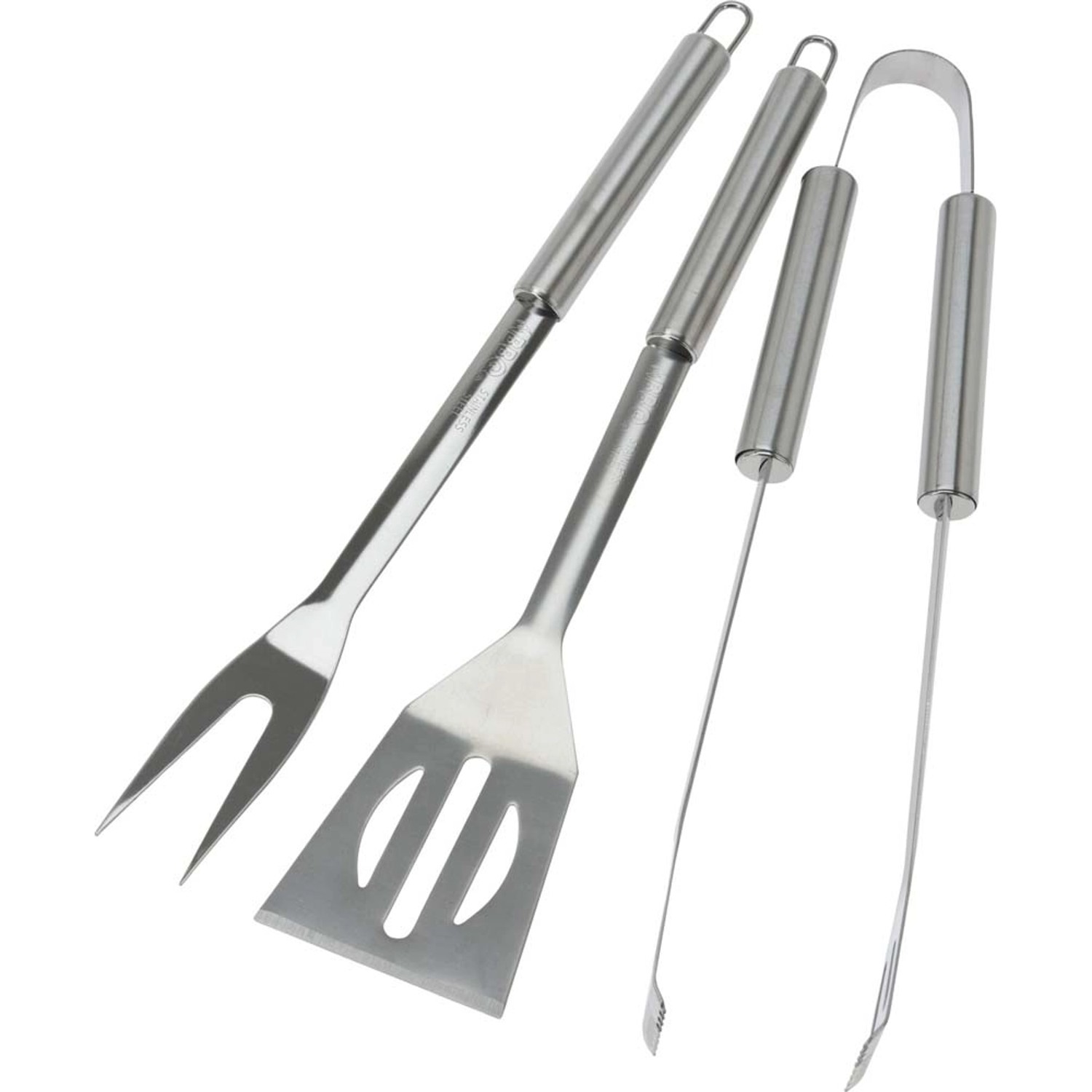 Zestaw przyborów BBQ inox - 7,5 x 5 x 37 cm