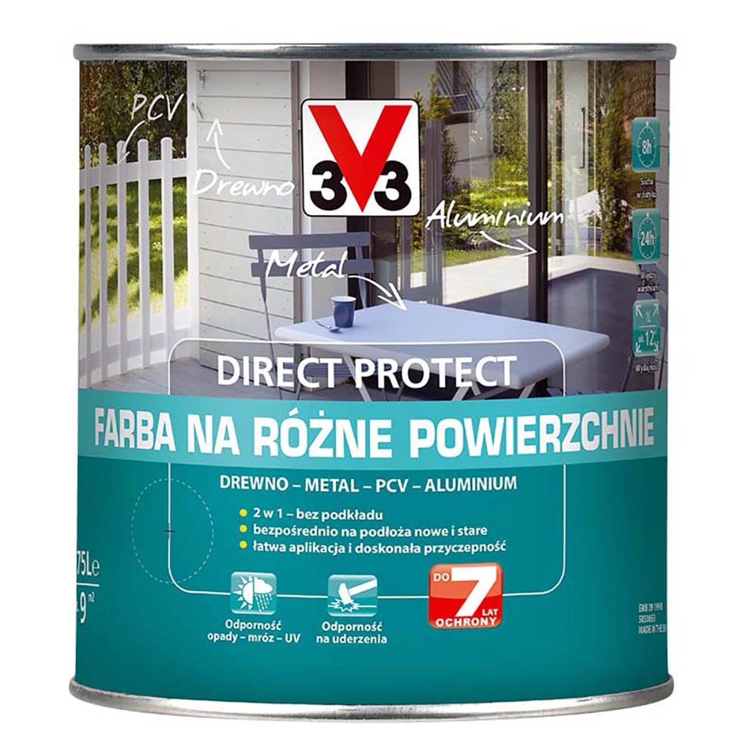 V33 Direct Protect Farba na różne powierzchnie ciemny brąz 750 ml