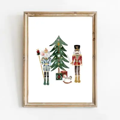 Plakat w ramce Christmas Mouse and Nutracker BW - Plakat w ramce A4