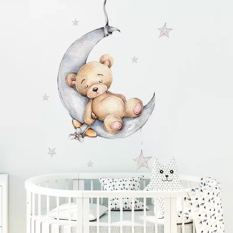 Zestaw naklejek ściennych Miś na księżycu 100x50 cm