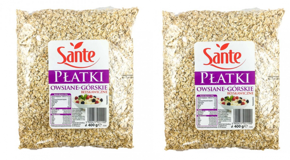 2x płatki owsiane Sante, górskie, błyskawiczne, 400g