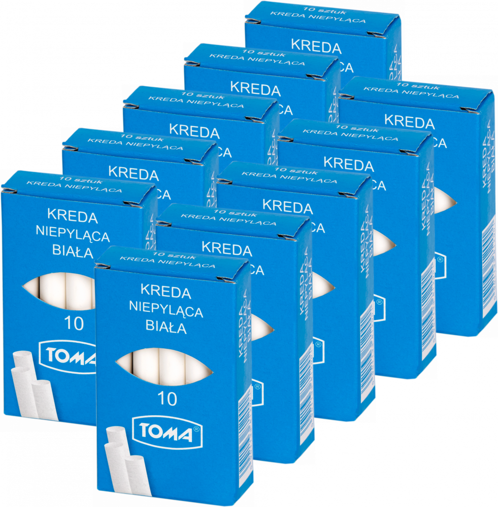 10x Kreda szkolna Toma, niepyląca, 10 sztuk, biały