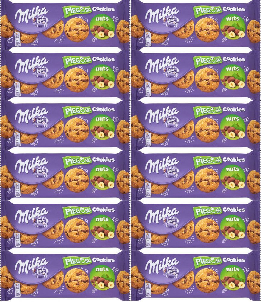 12x Ciastka Pieguski Milka, z orzechami, 135g