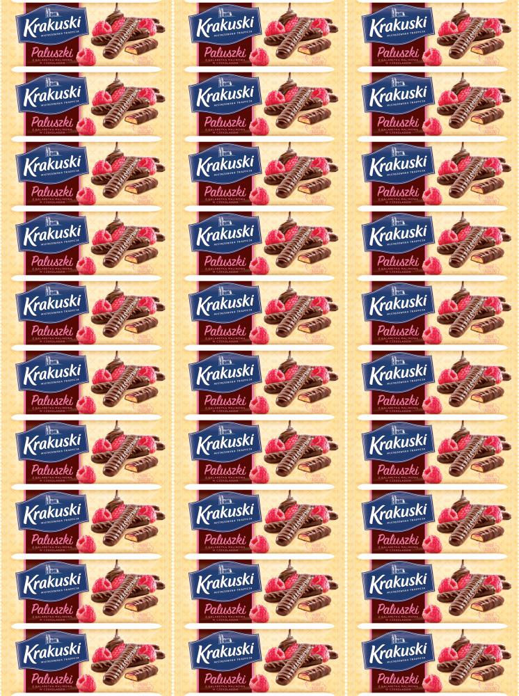 32x Ciastka paluszki z galaretką Krakuski, malinowy, 144g