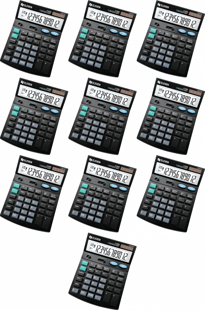 10x Kalkulator biurowy Eleven CT-666N, 12 cyfr, czarny