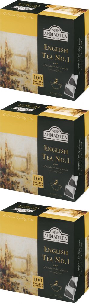 3x Herbata czarna w torebkach bez zawieszki Ahmad Tea English No.1, 100 sztuk x 2g