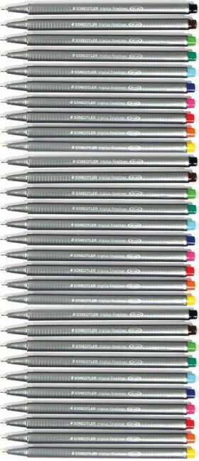 3x Cienkopis fibrowy Staedtler, Triplus, 0.3 mm, 10 sztuk w etui, mix kolorów