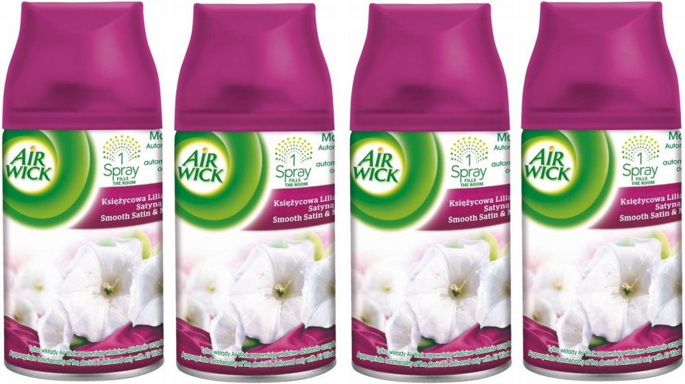 4x Wkład do odświeżacza automatycznego Air Wick Freshmatic, Księżycowa Lilia Otulona Satyną, 250ml