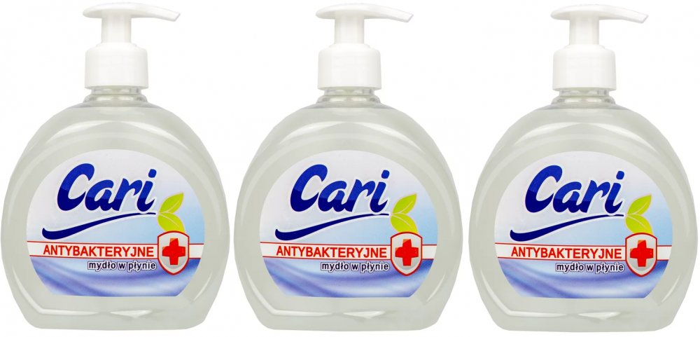 3x mydło w płynie Cari, antybakteryjne, z dozownikiem, 500ml