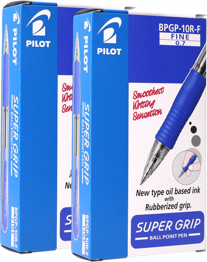 24x Długopis automatyczny Pilot, Super Grip, 0.7mm, niebieski