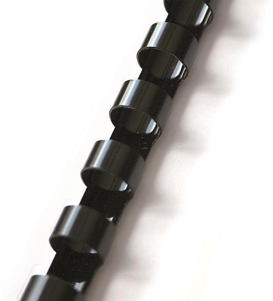 Grzbiety do bindowania Argo, plastik, 10mm, 100 sztuk, czarny