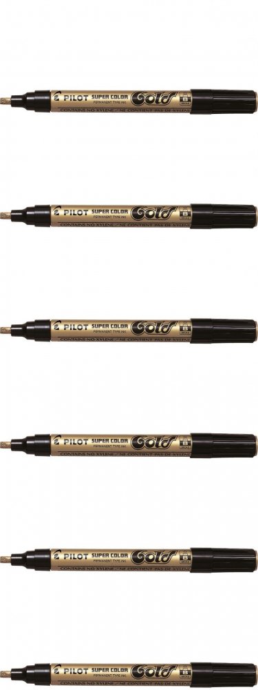 6x Marker olejowy Pilot Super Color Broad, ścięta, 4.5mm, złoty