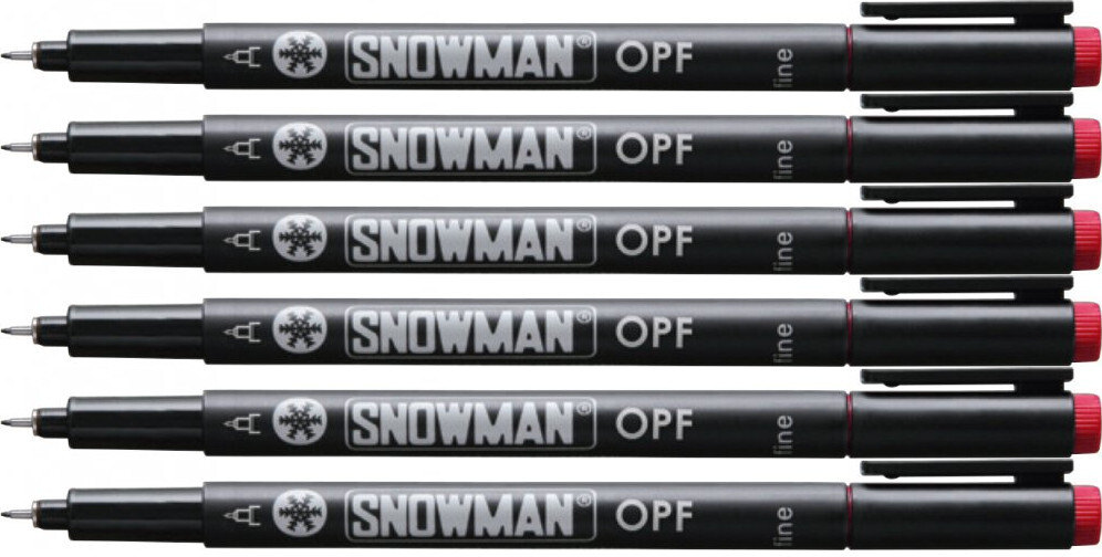 6x Foliopis permanentny Snowman OPF, cienki, 0.5mm, czerwony