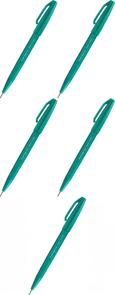 5x Pisak pędzelkowy do kaligrafii Pentel Brush Sign Pen SES15C, 2.07mm, turkusowy