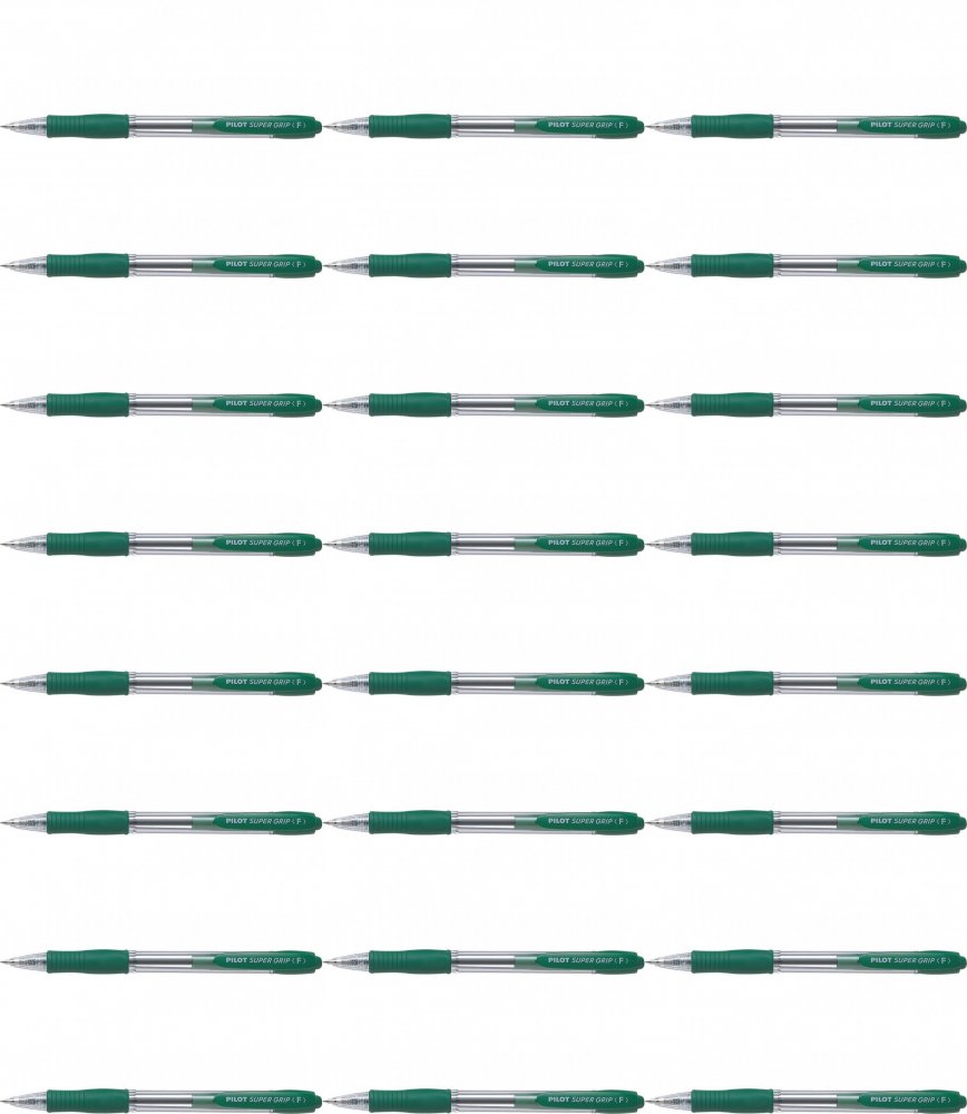 24x Długopis automatyczny Pilot, Super Grip, 0.7mm, zielony