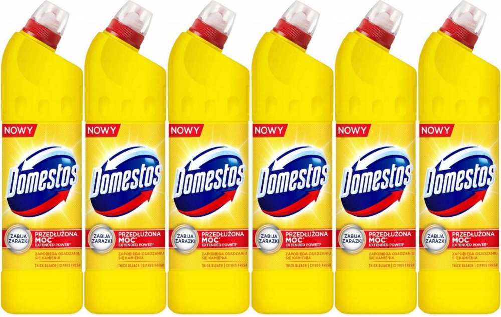 6x Płyn do czyszczenia toalet Domestos Przedłużona Moc, citrus, 1l