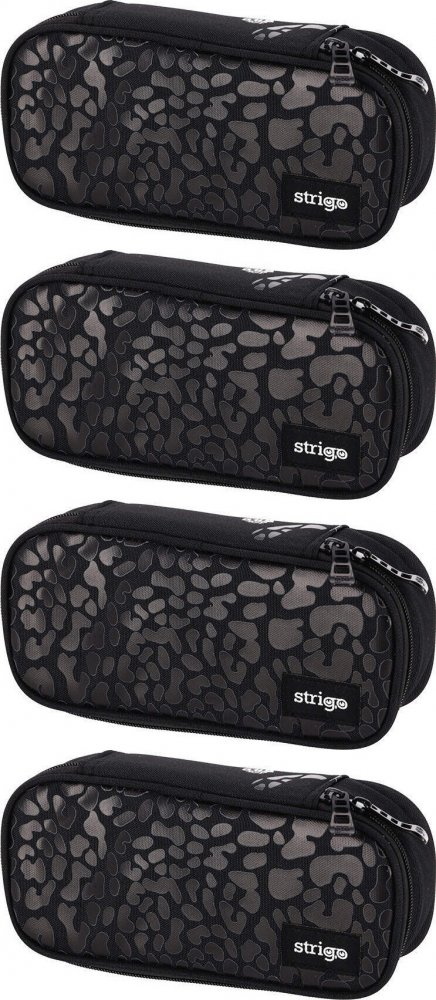 4x Piórnik 1-komorowy Strigo Stay Wild, bez wyposażenia, 24x11.5x5.7cm, czarny