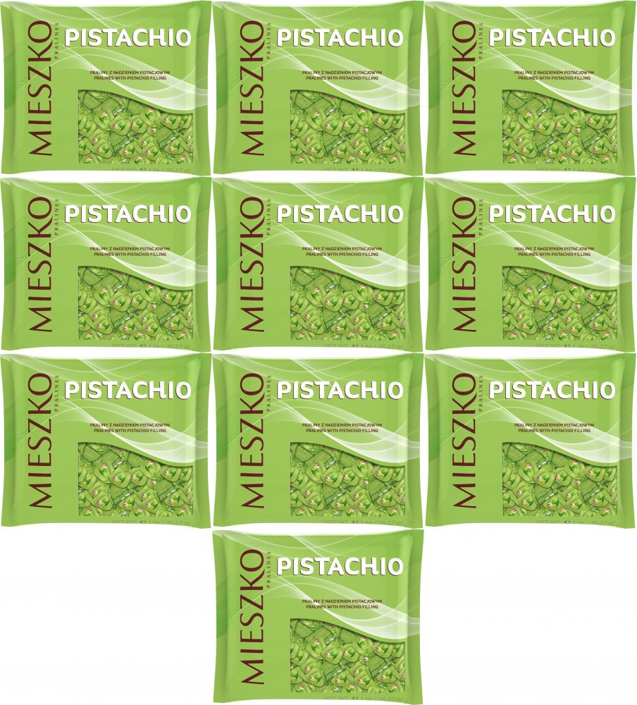 10x Praliny Mieszko Klejnoty Pistachio, czekoladowy z nadzieniem pistacjowym, 1kg