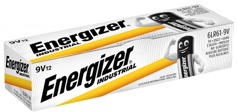 Bateria alkaliczna Energizer Industrial, 9V, 6LR61, 12 sztuk