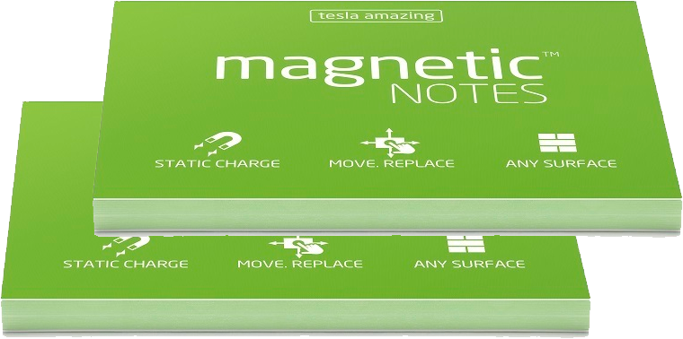 2x Karteczki elektrostatyczne Magnetic, 100x70mm, 100 sztuk, zielony