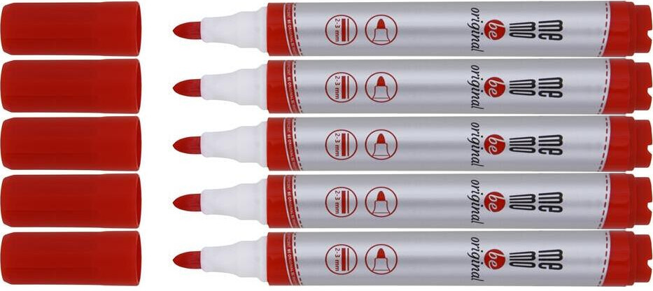 5x Marker suchościeralny MemoBe, okrągła, 2-3mm, czerwony