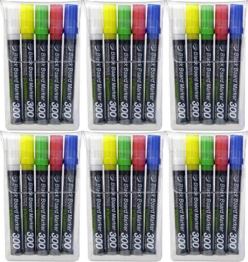 6x Marker kredowy Snowman 300, okrągła, 5 sztuk, mix kolorów