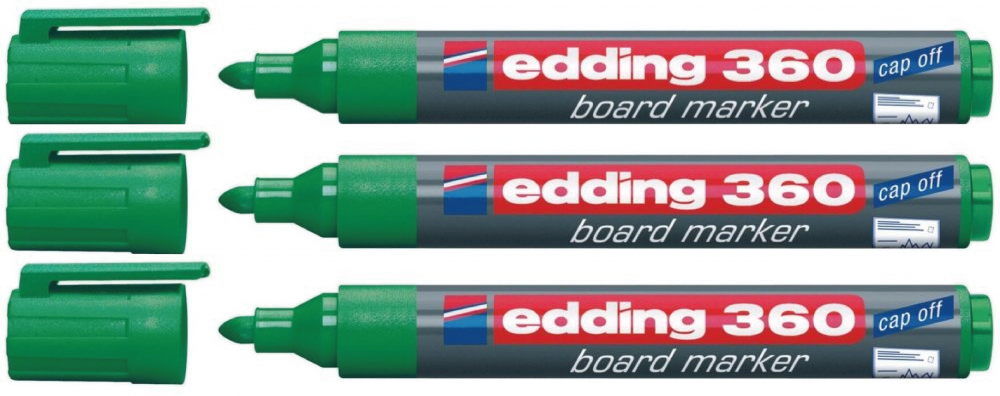 3x Marker suchościeralny edding 360, okrągła, 3 mm, zielony
