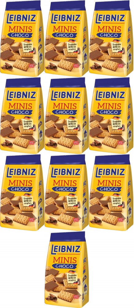10x Herbatniki Leibniz Minis Choco, maślany w mlecznej czekoladzie, 100g