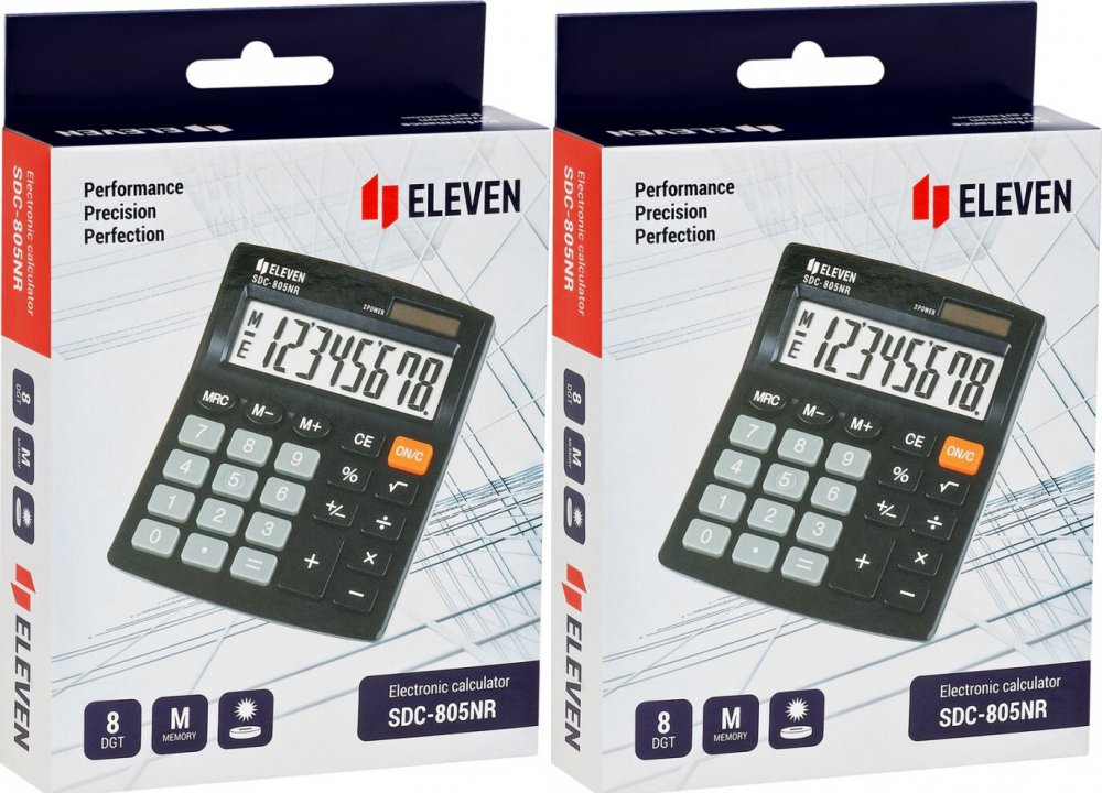 2x Kalkulator biurowy Eleven SDC-805NR, 8 cyfr, czarny