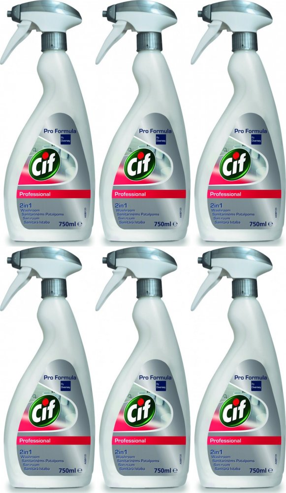 6x Płyn do łazienek Cif Professional Washroom 2in1, 0.75l