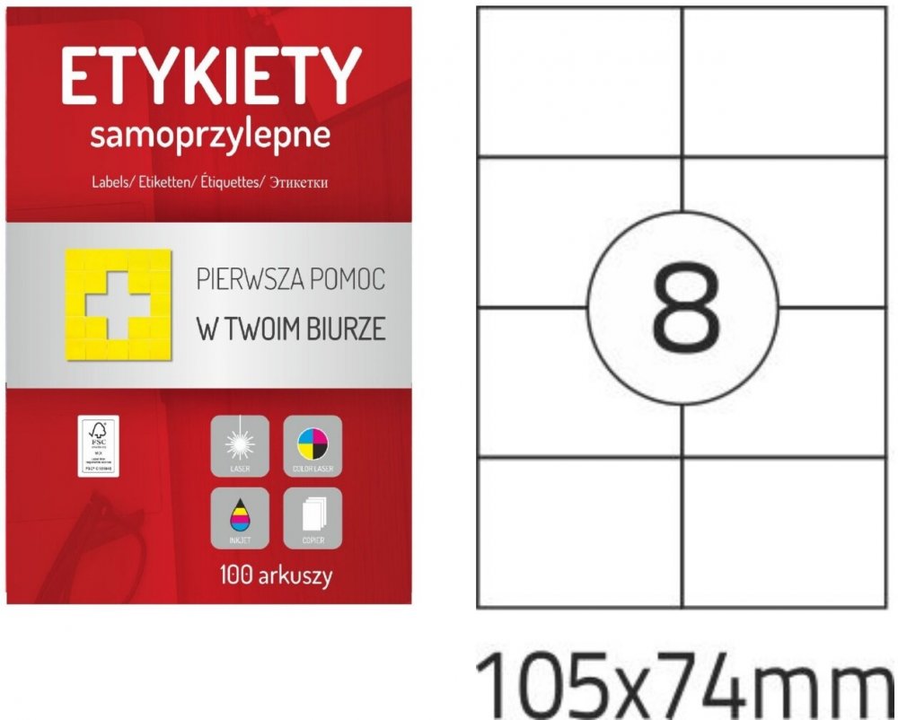 Etykiety samoprzylepne Dalpo Memo Label, 105x74mm, 100 arkuszy, biały