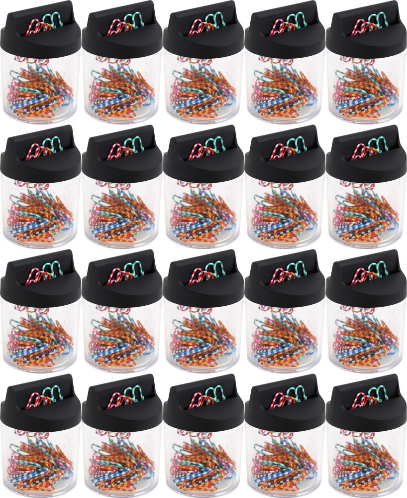 20x Spinacz MemoBe, okrągły, w magnetycznym słoiku, 28mm, 60 sztuk, mix kolorów (zebra)