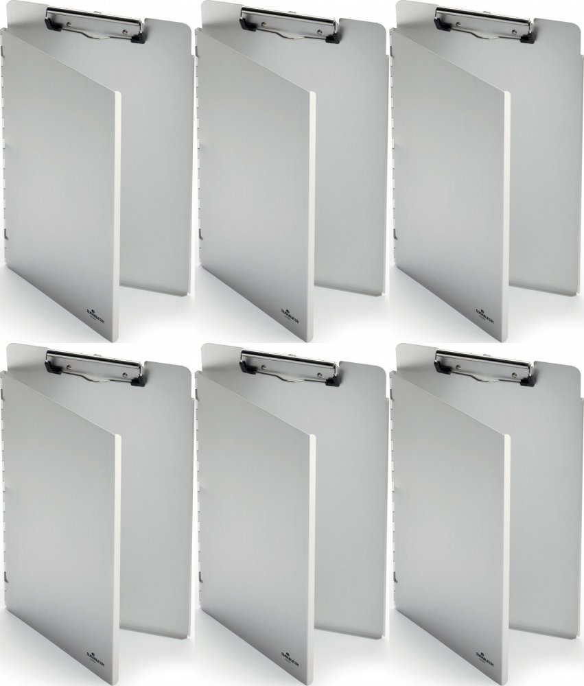 6x Clipboard Durable, z okładką, A4, aluminiowy, srebrny