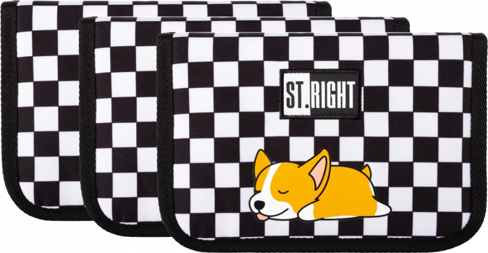 3x Piórnik dwuklapkowy St. Right PC3, bez wyposażenia, 20.5x14x3.5cm, Sleepy Corgi