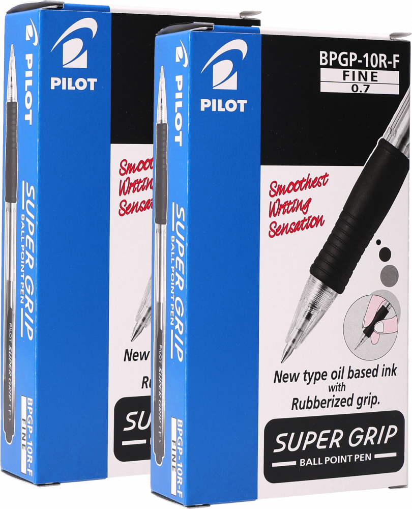 24x Długopis automatyczny Pilot, Super Grip, 0.7mm, czarny